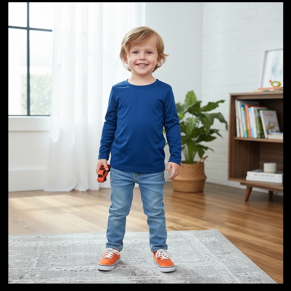 Vibrant Blue Long Sleeve Kids Tee